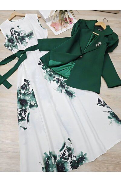 NHMODA Dubai and Creepy Fabric Jacket-Dress Double Set