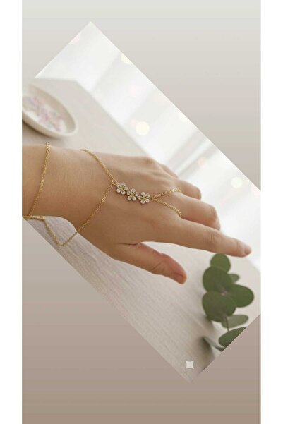 H&C STYLİNG Altın Sarısı 3 Çiçek Detaylı Çelik Şahmeran