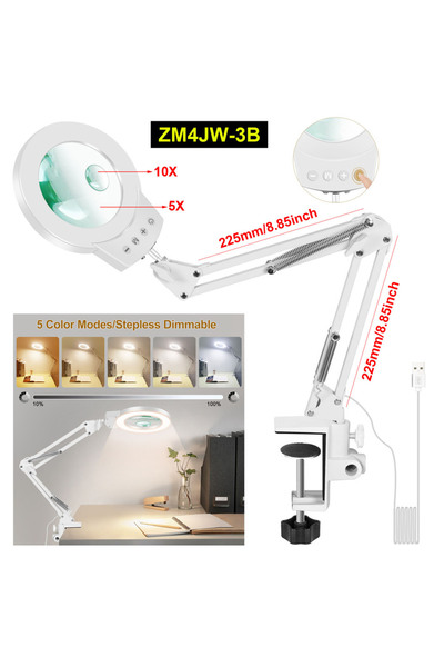 Choice1 عدسة مكبرة 5X/10X بمدى 110 مم ZM4JW-3B وذراعين متأرجحين طويلين، مزودة...