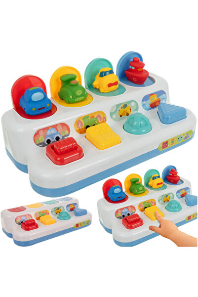zola Jucarie interactiva bebelusi, masinute pop-up, plastic, 25 x 13 x 12 cm, multicolora