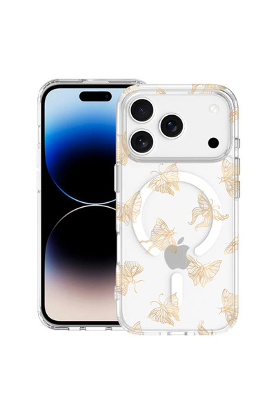 bestcase Carcasă antișoc MagSafe TPU pentru Apple iPhone 17 Pro, fluture auri...