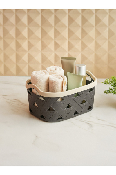 MappleHome Multi-Purpose Decorative Leather Patterned Organizer Basket 2.9 Lt - 11.5X23X17Cm