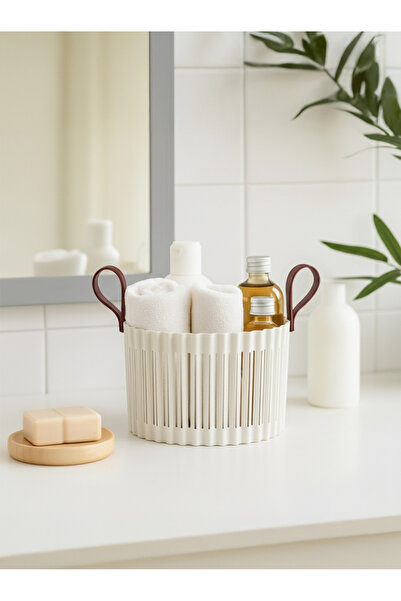 MappleHome Coș de organizare multifuncțional de 8,5 litri cu mâner din piele ...