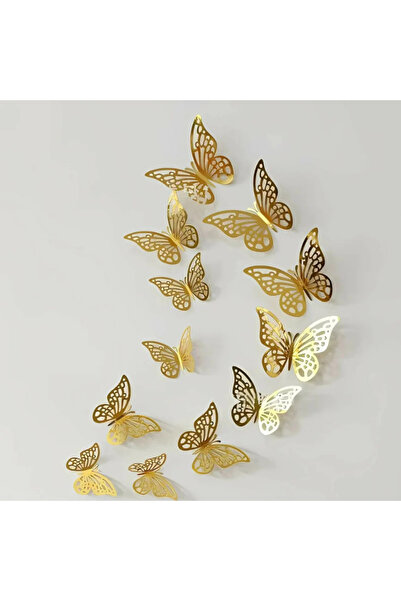 OEM 3D stickers with golden butterflies, 12 pcs.