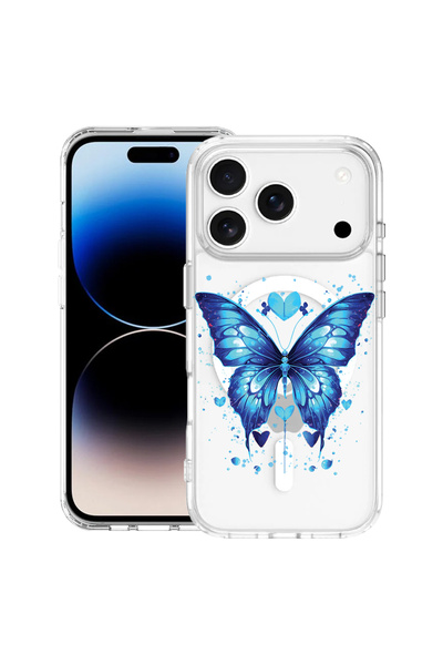 bestcase Carcasă antișoc MagSafe TPU pentru Apple iPhone 17 Pro, fluture alba...