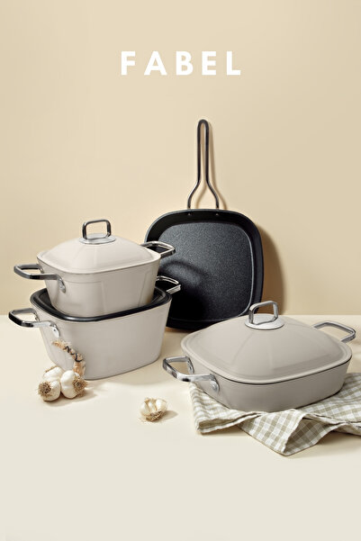 Gigilli Fabel 7 Piece Titanium Pots and Pans Set Cream