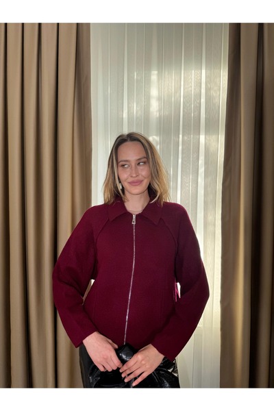 monanora Kadın Antrasit Gri Fermuarlı Oversize Devrik Yaka Triko Hırka