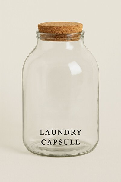 Beige & Stone Glass Capsule Detergent Jar