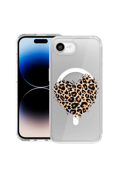 bestcase MagSafe Anti Shock TPU калъф за Apple iPhone 16e, леопардово сърце, ...