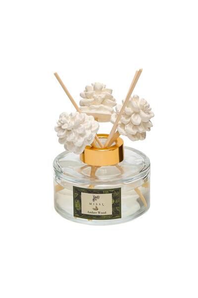 Missi Yılbaşı 150 ml Kozalak Seramik Taşlı Bambu Çubuklu Amber Wood Oda Kokusu