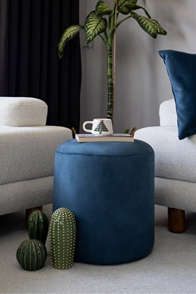 Modobi Niva Puf, Soft Nubuk Dokulu Kumaş - Petrol Mavi