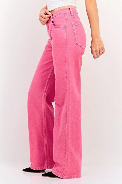 Don't Call Me Jennyfer Women Regular Fit Solid No Stretch Maxi Wide Leg Jeans, Fuchsia