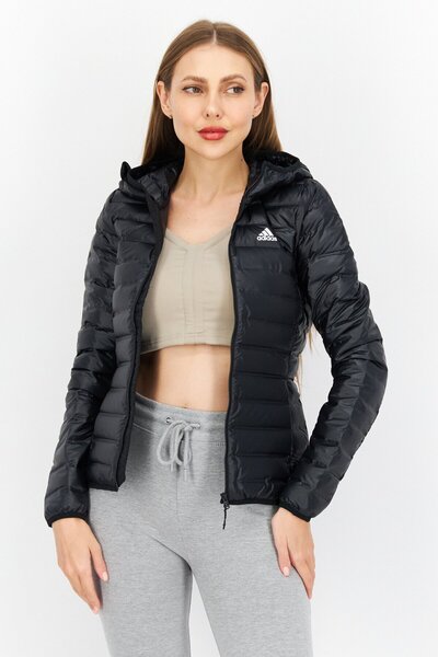 adidas جاكيت رياضي نسائي مبطن منفوخ، أسود