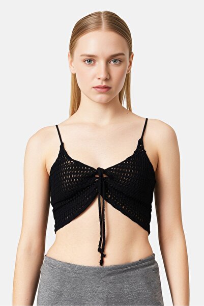 BİLLABONG Women Scoop Neck Eyelet Sleeveless Top, Black