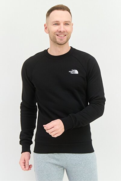 THE NORTH FACE Men Crew Neck Brand Logo Long Sleeve Sweatshirt, Black