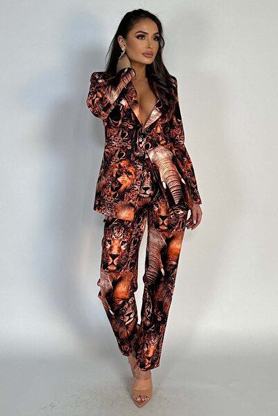 WildFashion Fashion/elegant suit with jacket and long pants with jungle print V604-100