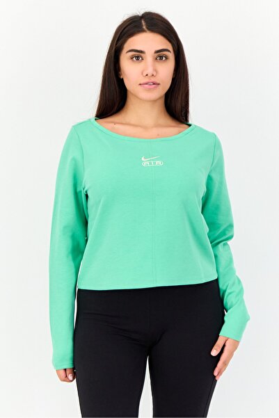 Nike Women Slim Fit Embroidered Logo Long Sleeves Outdoor Top, Green