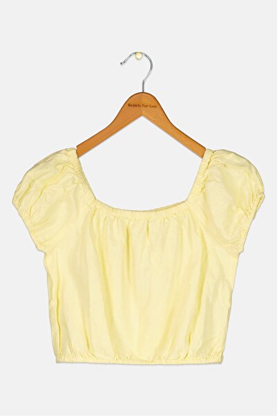 GAP Kids Girl Square Neck Short Sleeve Plain Top, Yellow