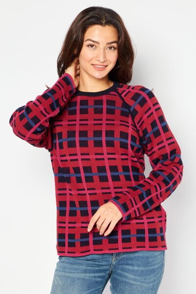 Lacoste Women Crew Neck Geometric Sweater, Multicolor