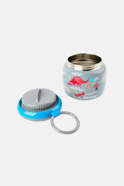 Joe Boxer Dino Print Lunch Food Jar, Grey