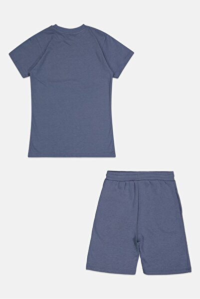 Nicce Kids Boy 2 Pieces Brand Logo Top And Shorts Set, Slate Blue