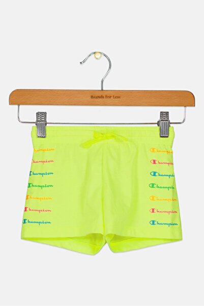Champion شورت خارجي بشعار العلامة التجارية للأطفال الصغار، باللون الأخضر اللي...