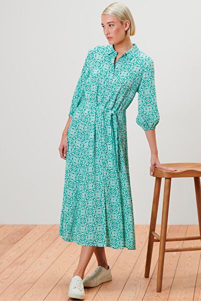 Tchibo Women 3/4 Sleeve Floral Print Shirt Dress, Multicolor