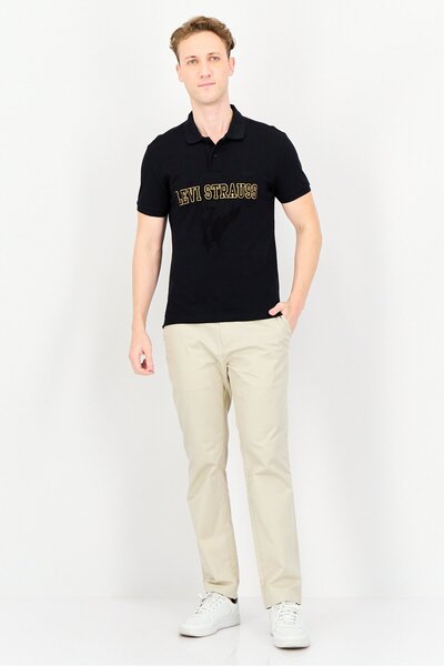 Levi's Men Regular Fit Short Sleeve Embroidered Logo Polo Shirt, Black
