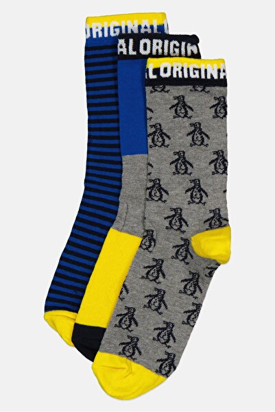 Original Penguin Kids Boy 3 Pairs Stripe Ankle Socks, Multicolor