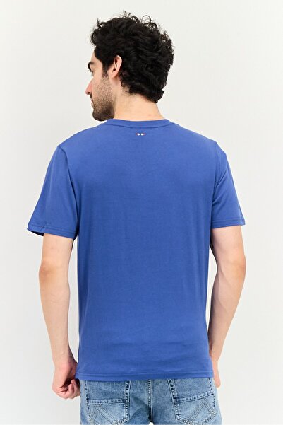 NORTHLAND Men Ribbed Collar Short Sleeve Graphic Print T-Shirt, Dark Blue