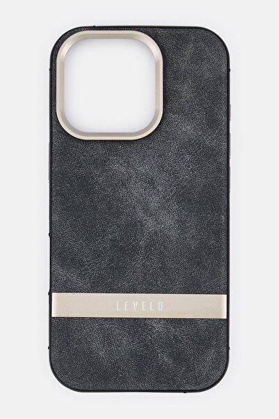 Levelo جراب حماية جلدي لجهاز iPhone 16 Pro Pelle، رمادي