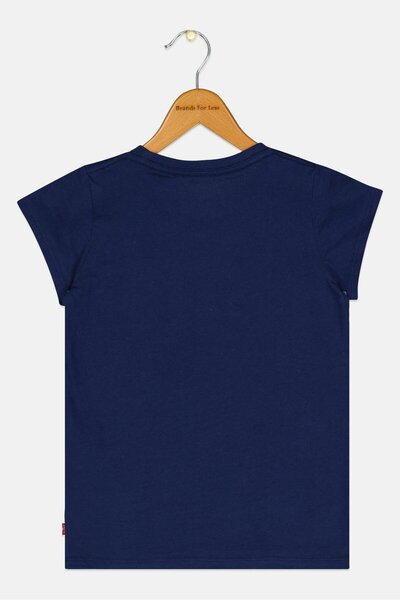 Levi's Kids Girl Crew Neck Sequin Short Sleeve T-Shirt, Navy Blue