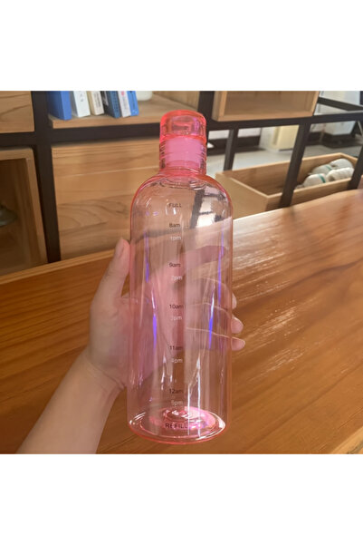 Choice زجاجة مياه أنيقة باللون الوردي سعة 700 مل مقاومة للتسرب مع مقياس زمني ...