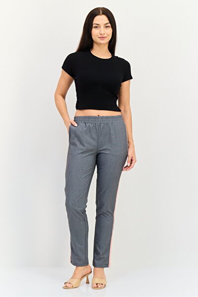 Reiko Women Street Fit Textured Straight Leg Pants, Dark Grey