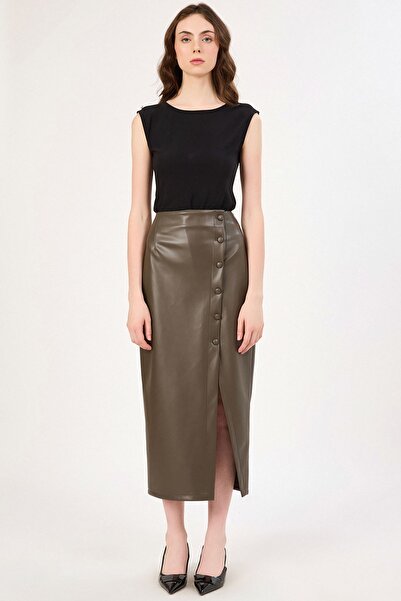 FEVER Asimetrik kapamalı deri etek