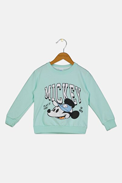 Disney x Micky And Friends Toddlers Boy Crew Neck Long Sleeve Sweatshirt, Mint