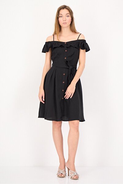 ORSAY فستان قصير سادة للنساء بأكتاف مكشوفة، أسود