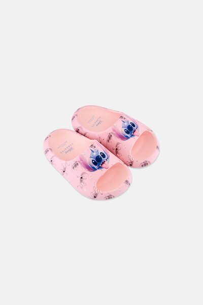 Disney Classics Kids Girl Stitch Slip On Slides, Pink