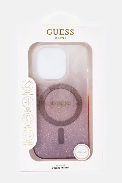 Guess iPhone 16 Pro Brand Logo Glittered Protective Case, Multicolor