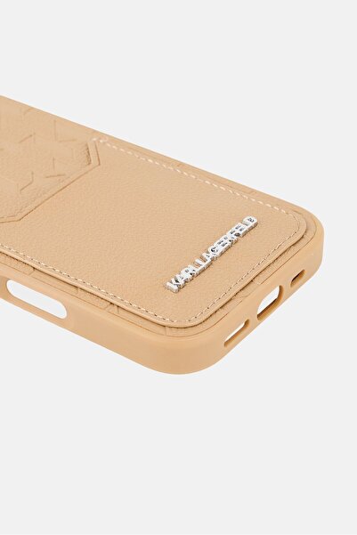 Karl Lagerfeld iPhone 16 Pro With Card Holder Phone Case, Light Brown