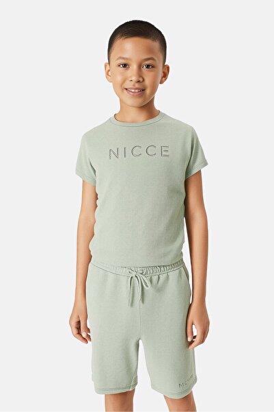 Nicce Kids Boy 2 Pieces Brand Logo Short Sleeve T-Shirt And Shorts Set, Sage Green