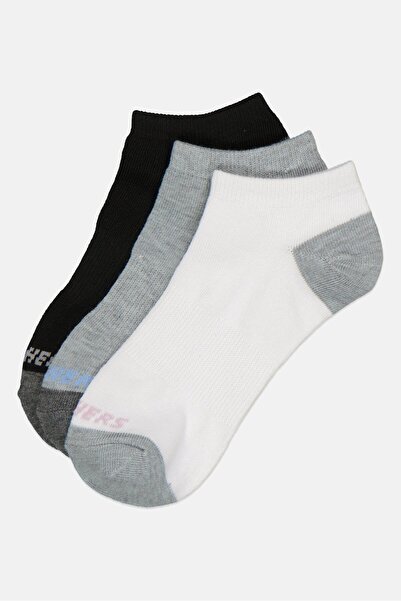 SKECHERS جوارب نسائية للكاحل بشعار العلامة التجارية، 3 أزواج، متعددة الألوان