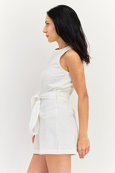 Braven Women Plain Sleeveless Playsuits, White