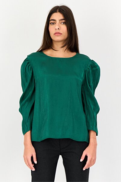 Levi's Women Crew Neck Solid Long Sleeves Top, Green