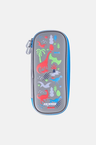 Joe Boxer Kids Girl Graphic Print Pencil Pouch, Dark Grey