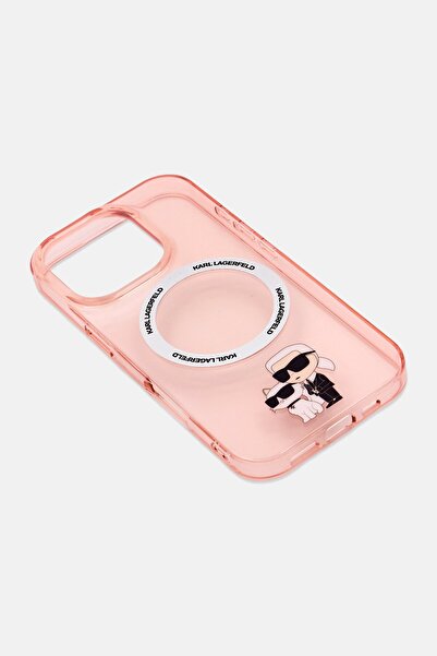 Karl Lagerfeld iPhone 16 Pro Magsafe Brand Logo Protective Case, Pink