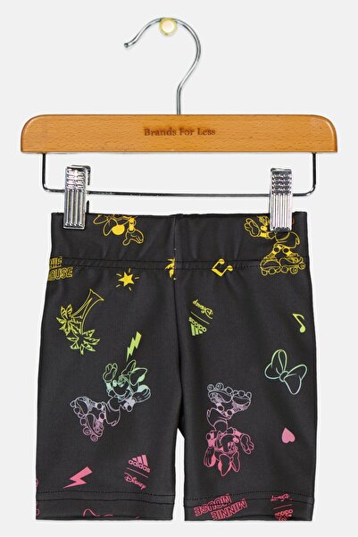 adidas شورت تدريب مطبوع بالكامل للبنات من ديزني تودلرز، أسود