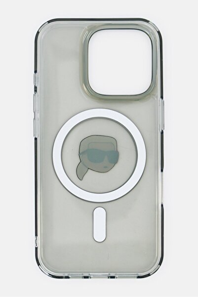 Karl Lagerfeld iPhone 16 Pro Magsafe Brand Logo Protective Case, Grey