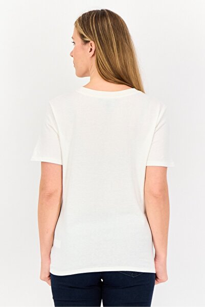 Forever 21 Women Crew Neck Short Sleeves Graphic Print T-Shirt, White