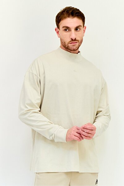 adidas Men Sportswear Fit Long Sleeves Outdoor Sweatshirt, Light Beige